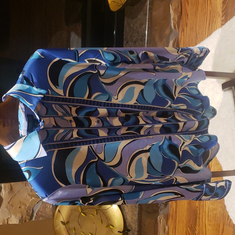 Rachel Zoe Blue and White Button Down Shirt